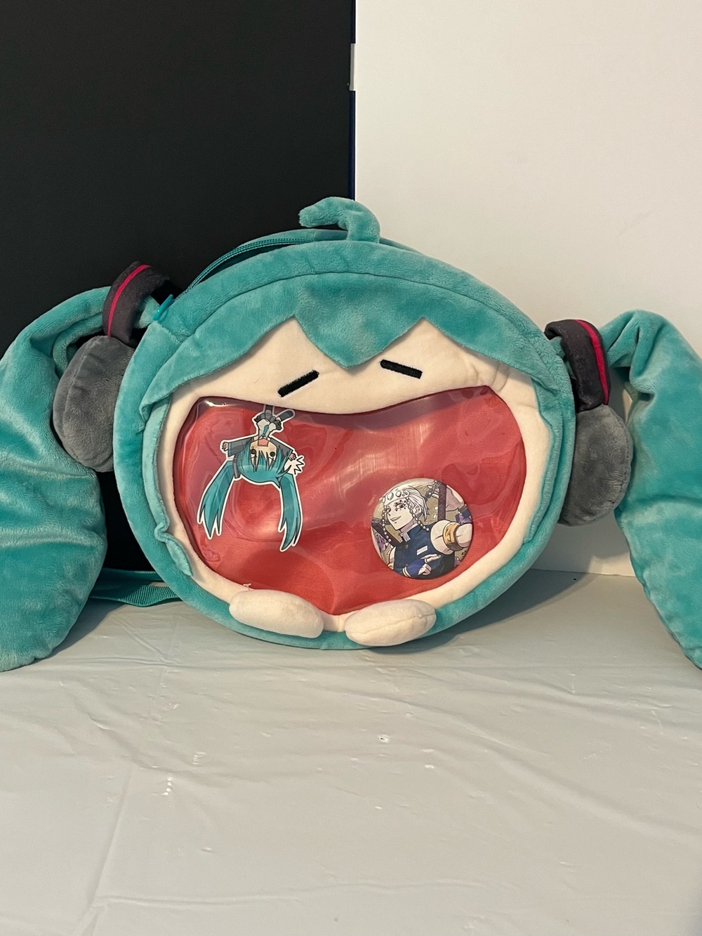 Plush Character Clear-Front Backpack in Teal & Coral